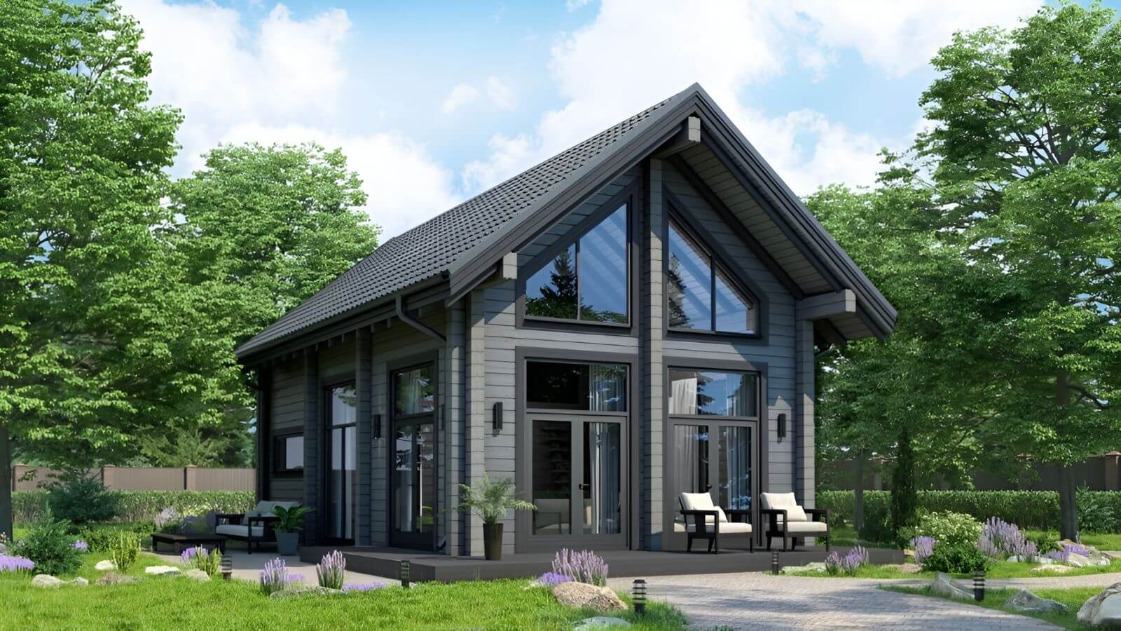 Баня из бруса фахверковая 10 на 6 Форли