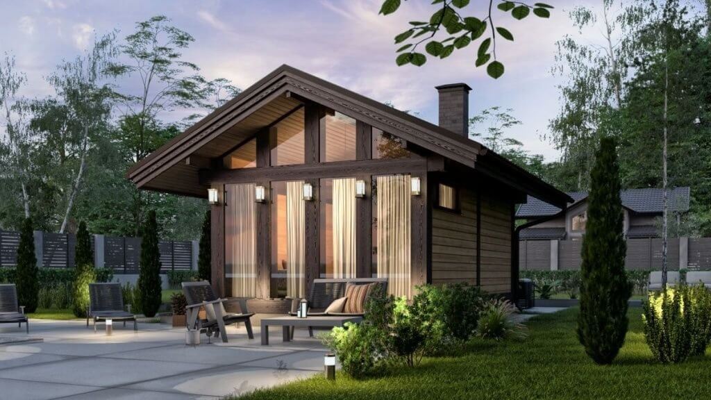 Баня из бруса фахверковая 6 на 4 Дюссельдорф