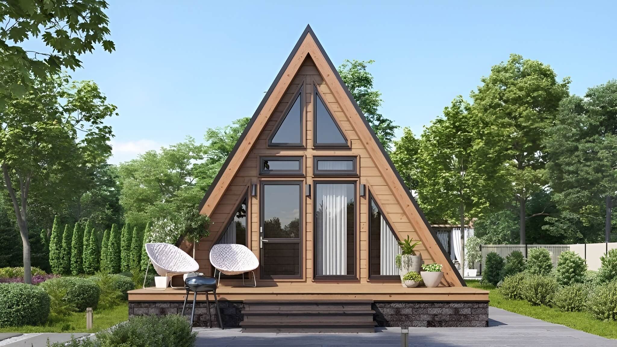 Каркасная баня в стиле A-frame 8 на 8 Флоренция