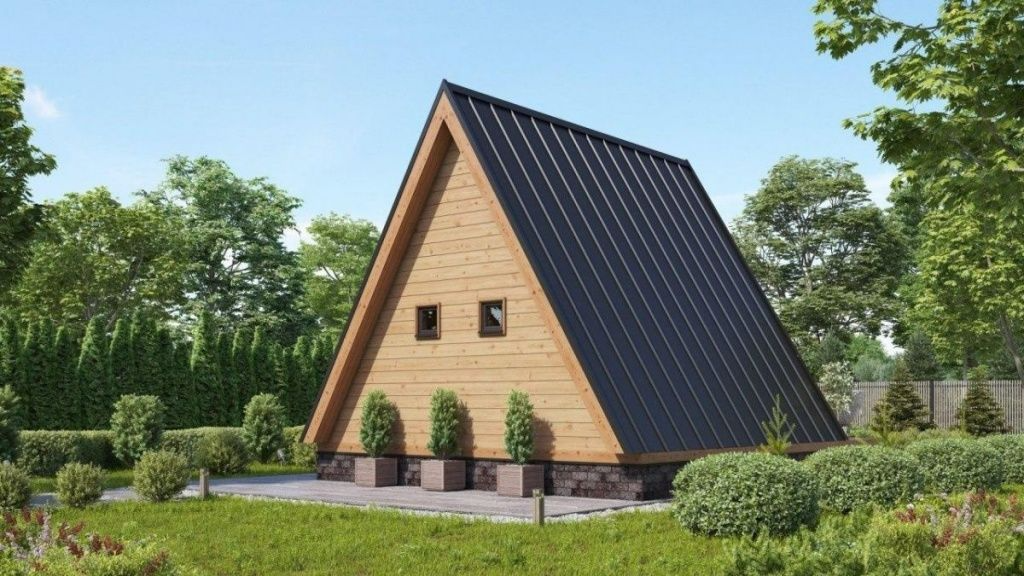 Каркасная баня в стиле A-frame 8 на 8 "Флоренция" | фото 3