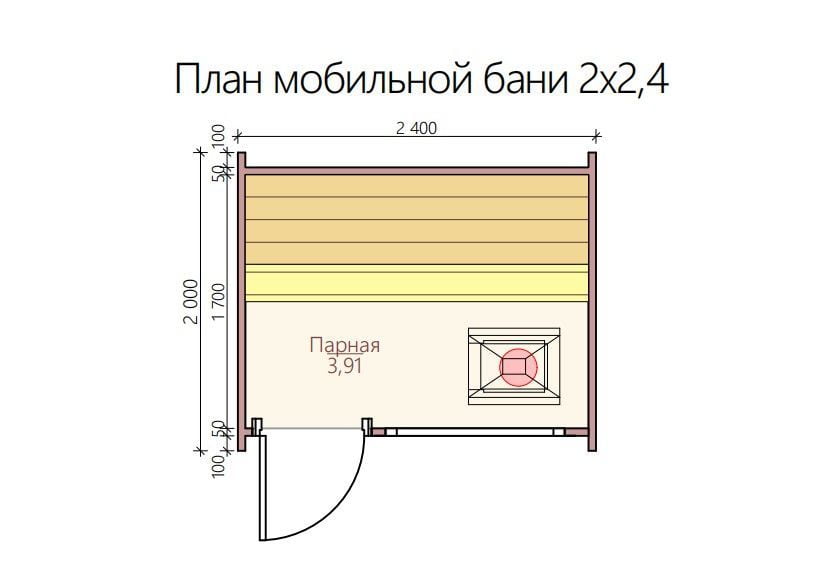 Мобильная баня 2х2,4 (Геометрия Mini)