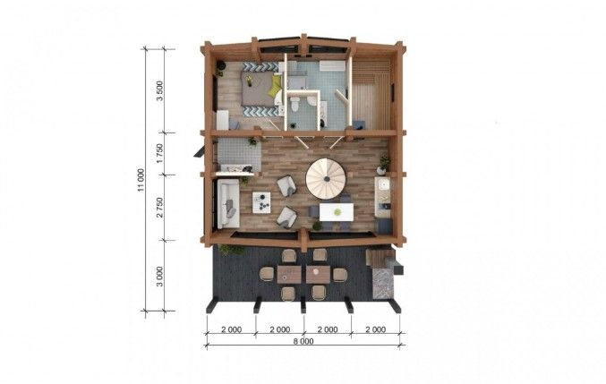 Бани из клееного бруса фахверковая 8 на 11 «Лейпциг»