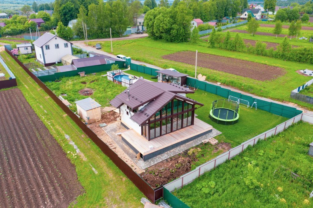 Фото каркасной бани «Милан»‎ с высоты птичьего полета