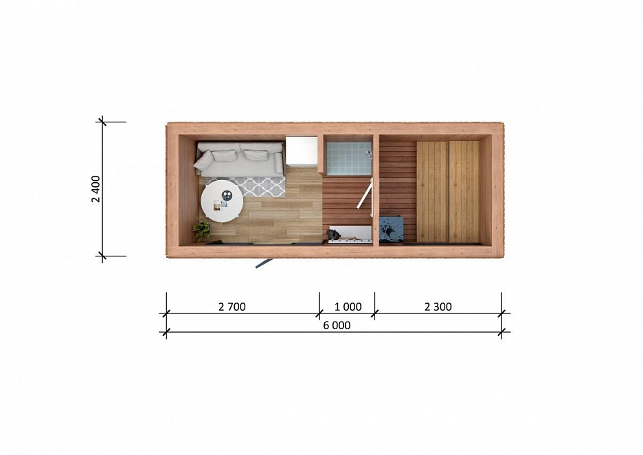 Готовая баня Hi-tech 6 на 2,4