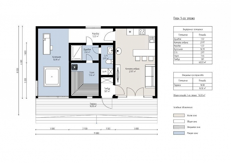Каркасная баня 11 на 8 Долорес
