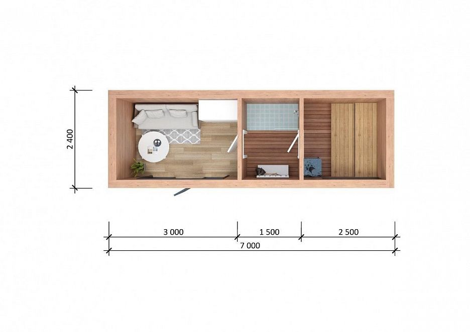 Готовая баня Hi-tech 7 на 2,4