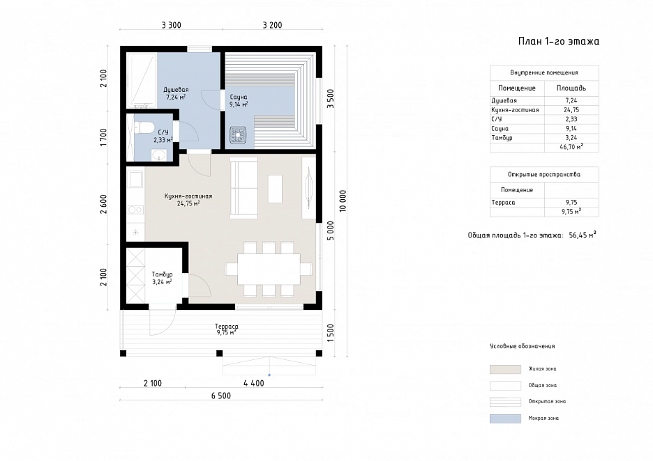 Баня под ключ 10 на 7 с террасой и туалетом Стон