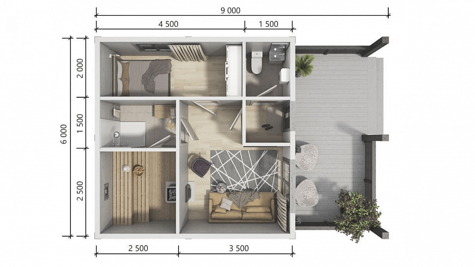Финская баня из бруса Дерби