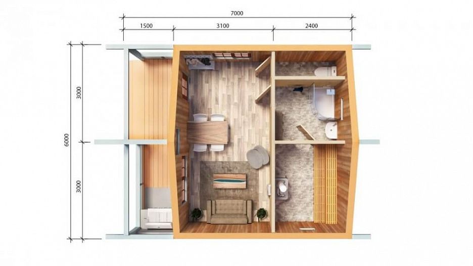 Бани из бруса финская 6 на 7 Франкфурт Big