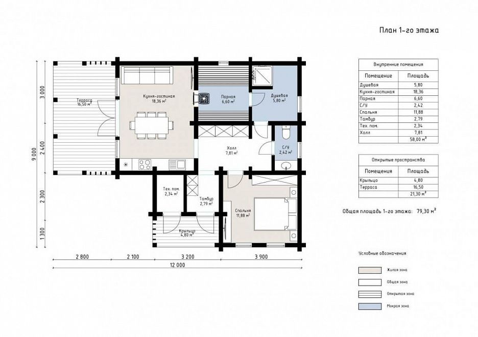 Баня из бруса 9 на 12 Астория