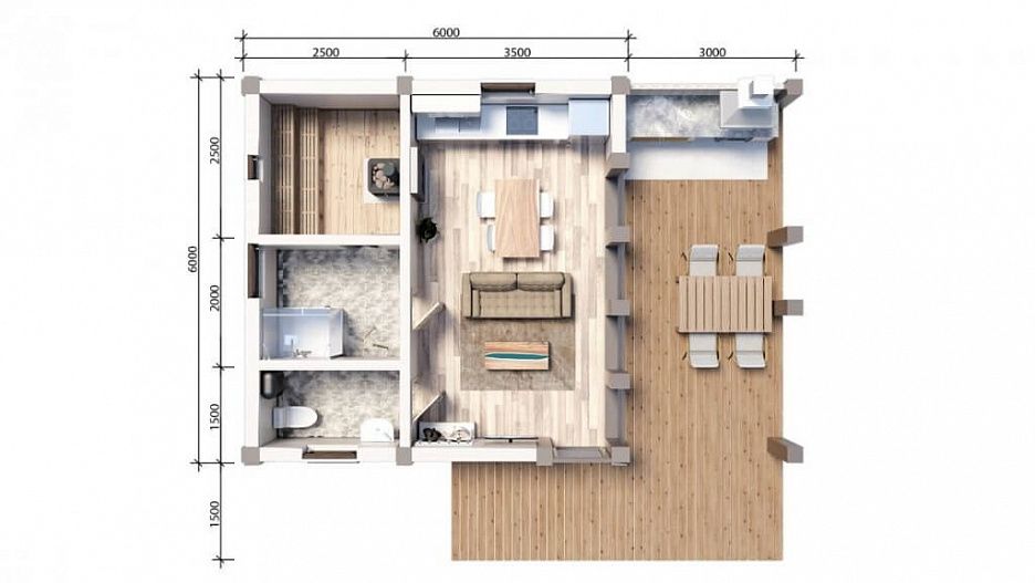 Баня из бруса фахверковая 9 на 6 Бремен