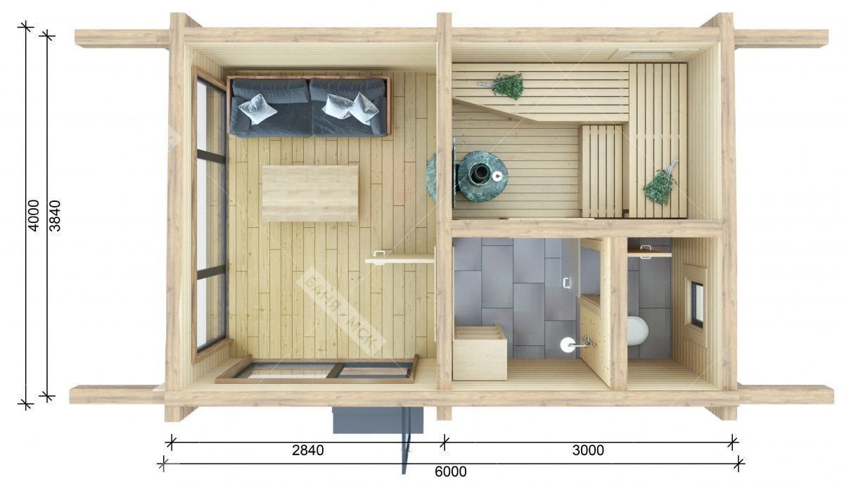 Бани из клееного бруса финская 6 на 4 - цена с проектом - купить в Москве и  МО