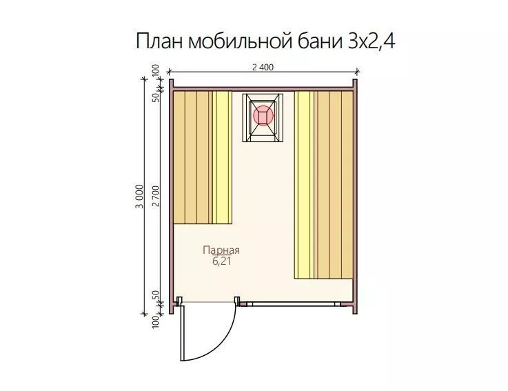 Мобильная баня 3Х2,4 (Геометрия S)