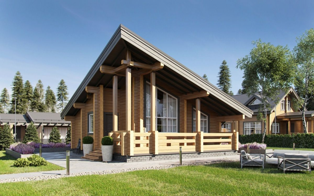 Баня из клееного бруса угловая 8 на 8 Анкона