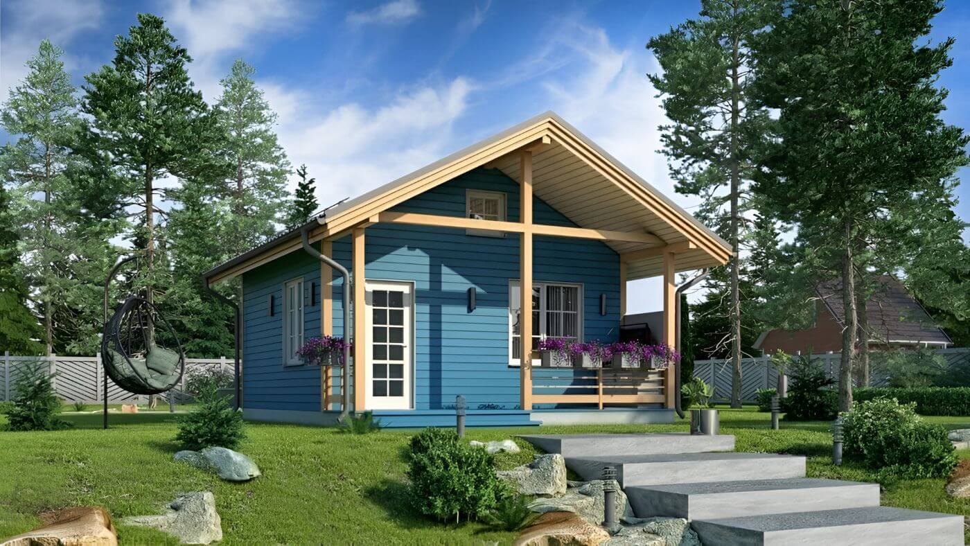 Баня из бруса финская 6 на 7 Франкфурт Big