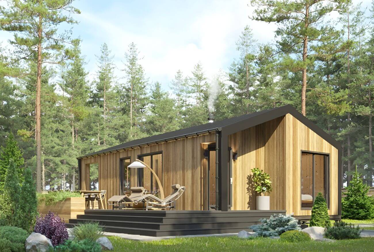 Баня под ключ 8 на 10 с комнатой отдыха и террасой Мерибель