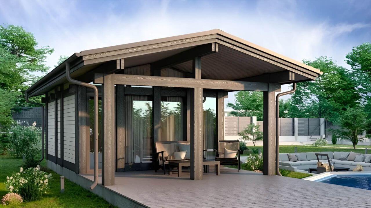 Баня из бруса фахверковая 9 на 5 Берлин