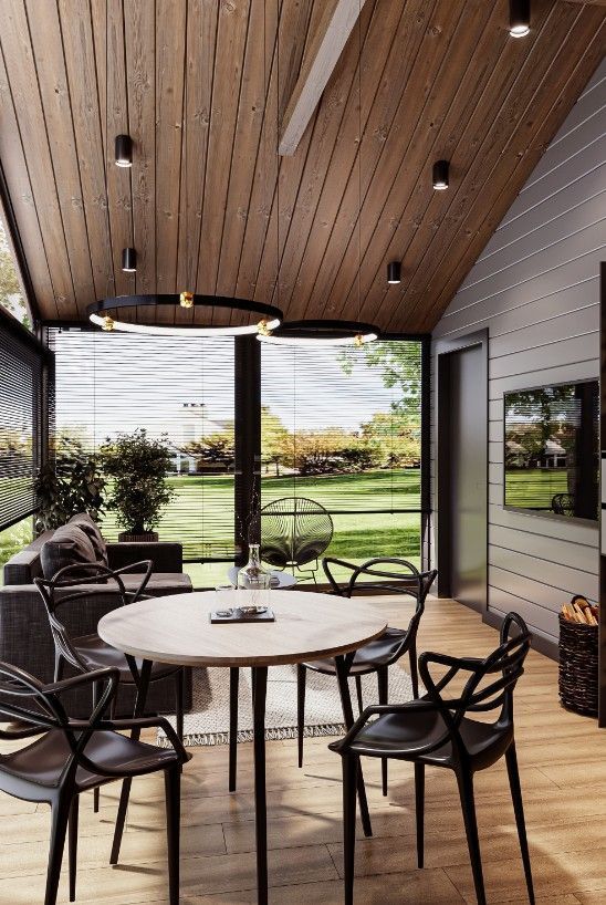 Каркасная баня 5 на 8 с террасой Виена 2