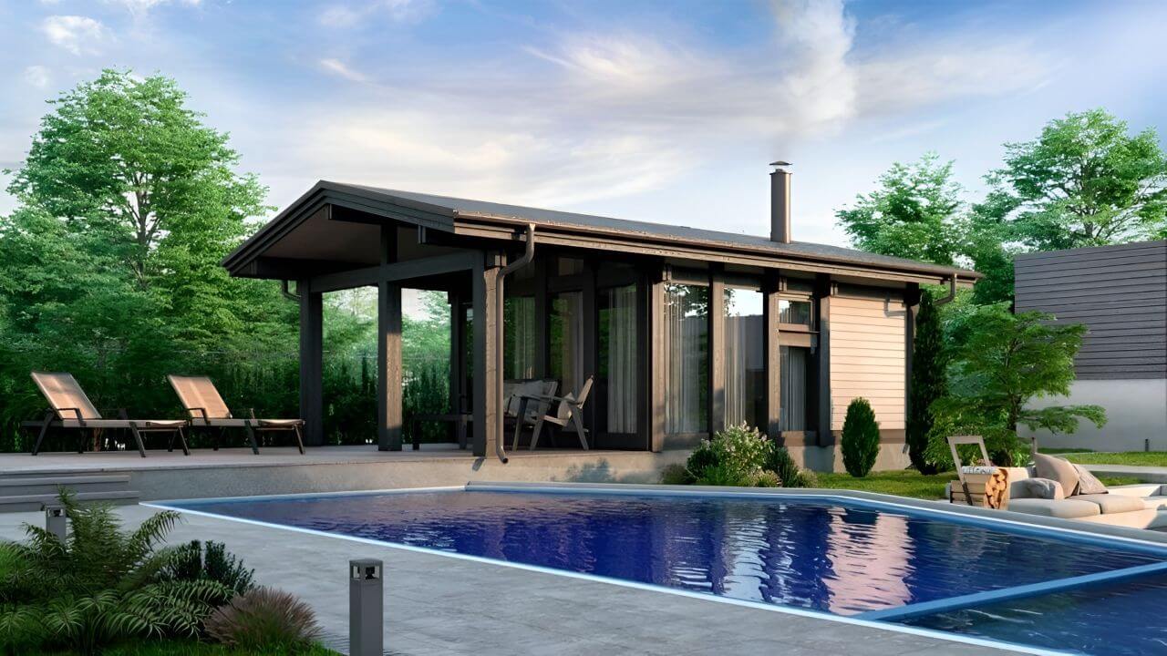 Баня из бруса фахверковая 9 на 5 Берлин