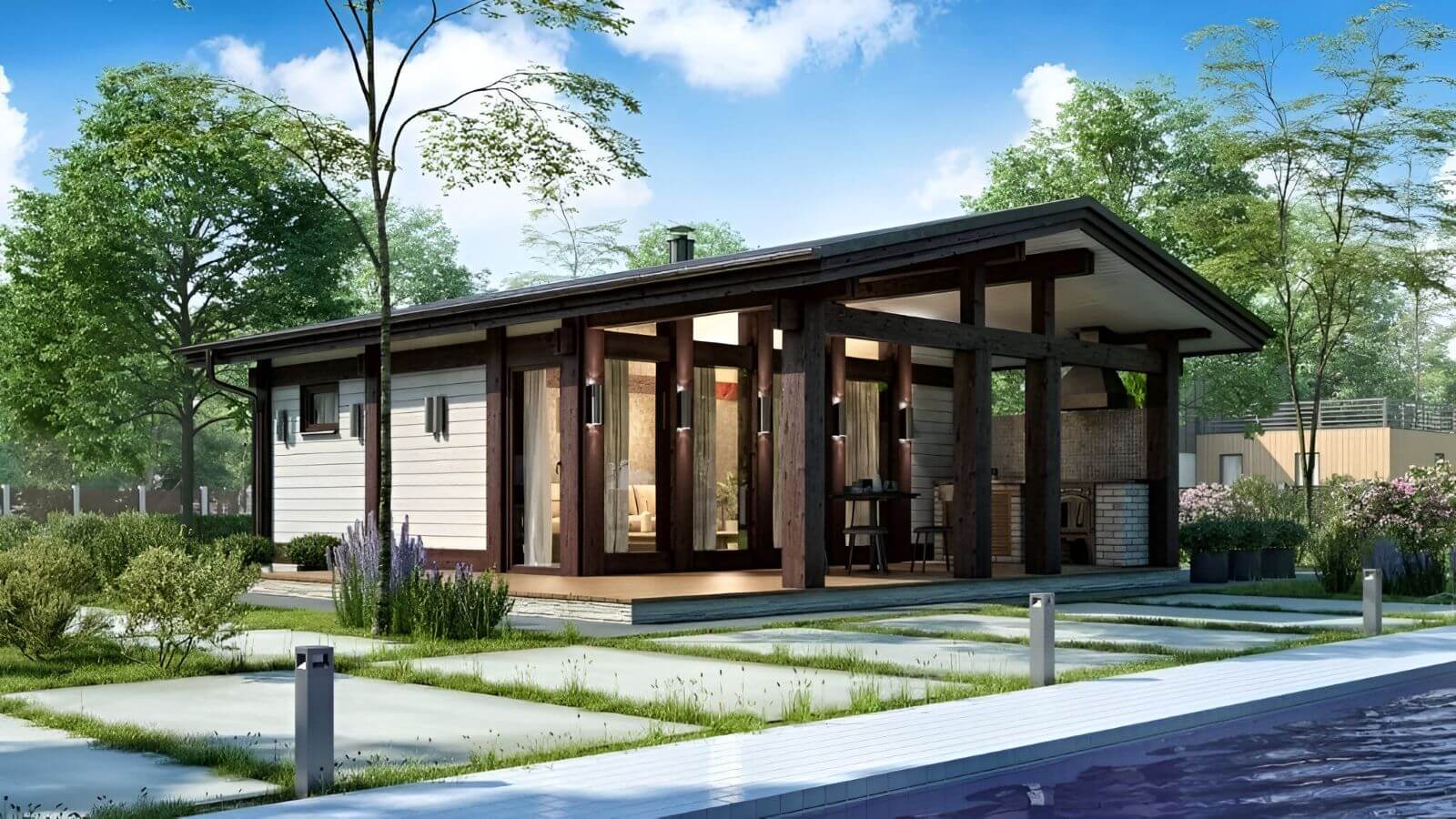 Баня из бруса фахверковая 9 на 6 Бремен