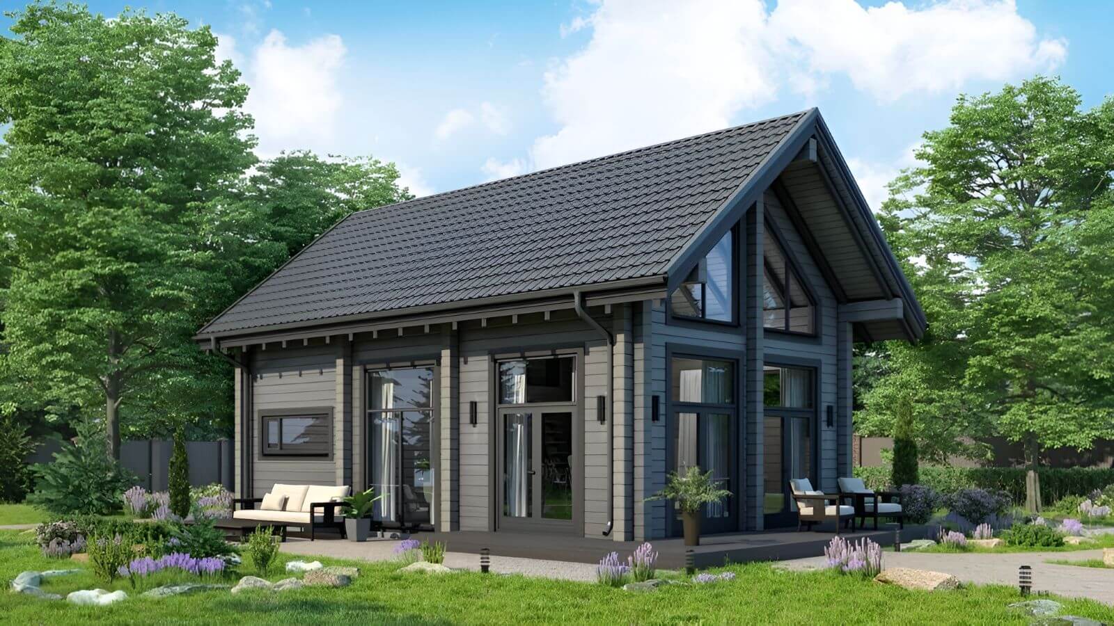 Баня из бруса фахверковая 10 на 6 Форли