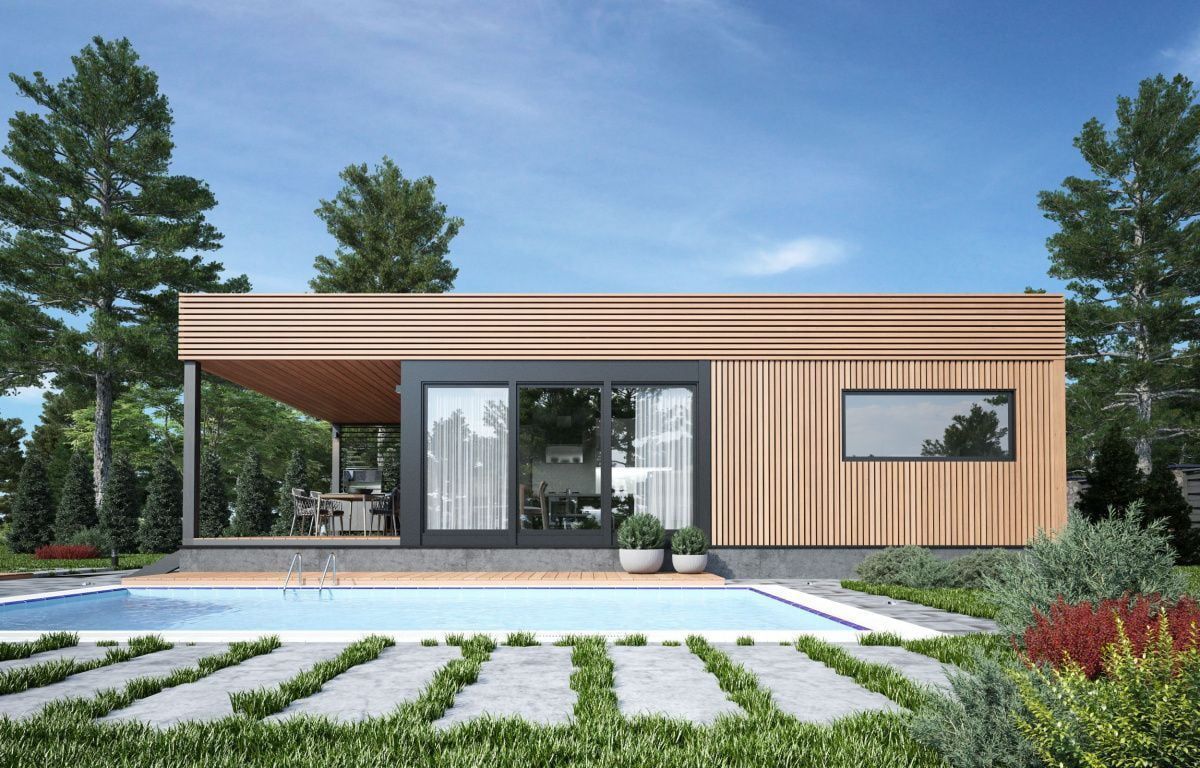 Баня под ключ 6 на 11 с террасой и комнатой отдыха Атека