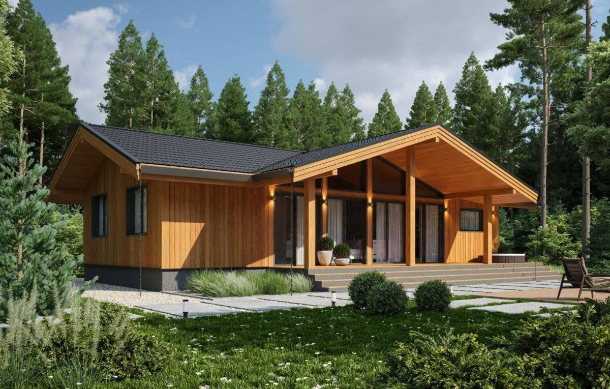 Каркасная баня 14 на 9 Санторини