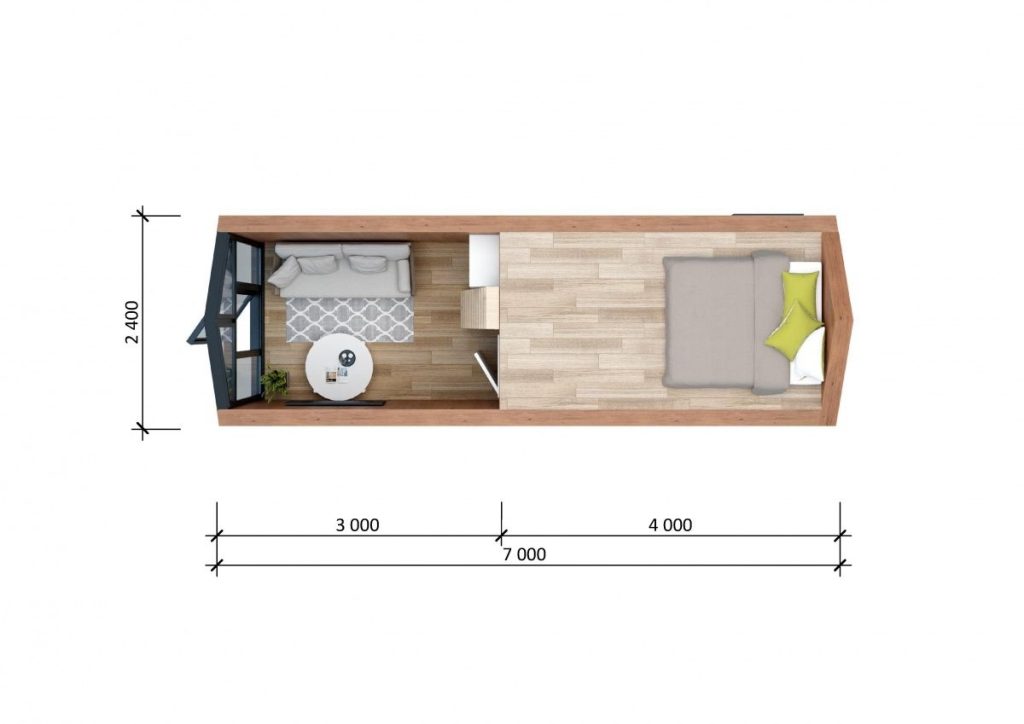 Планировка Модульная баня WOOD (7х2,4)