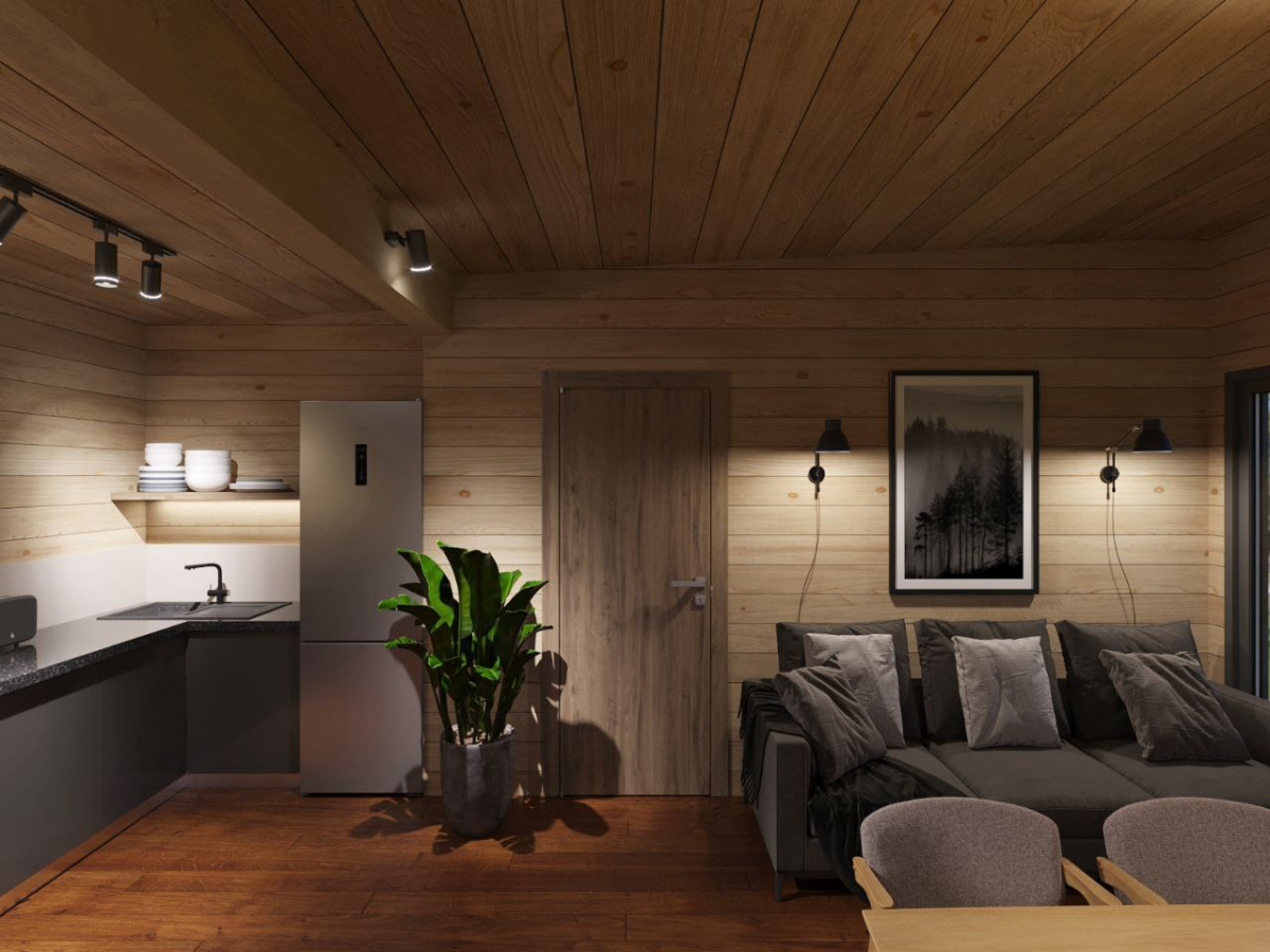 Баня под ключ 6 на 11 с террасой и комнатой отдыха Атека