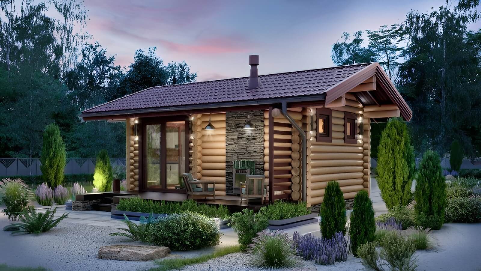 Финская баня из бревна Бостон