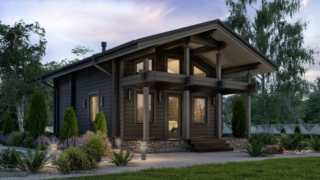 Баня-фахверк из клееного бруса Мерида