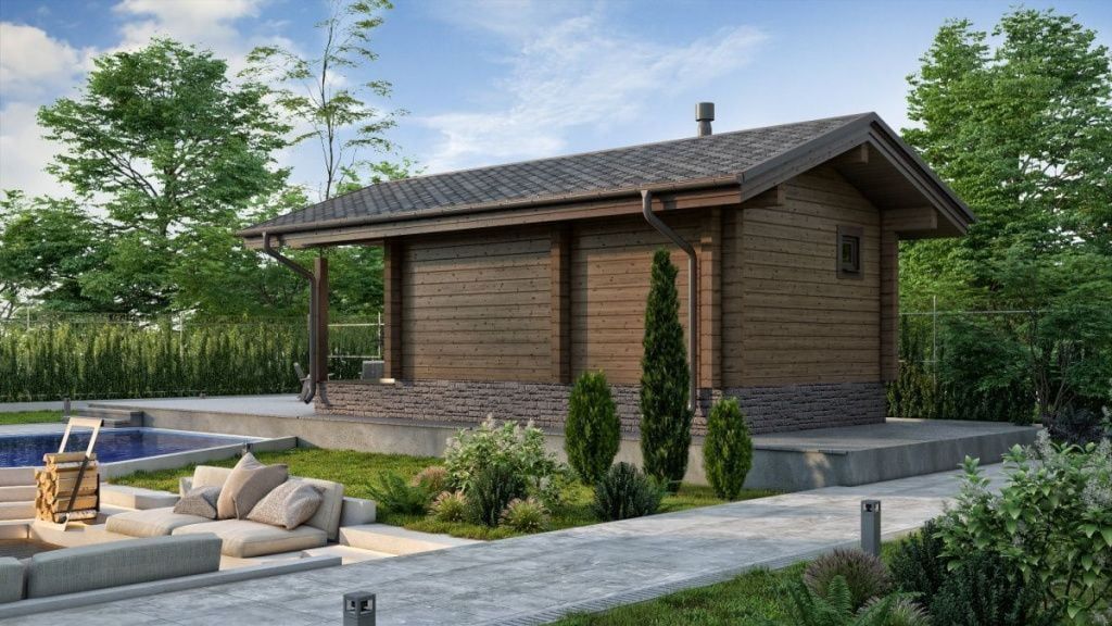 Баня-фахверк из клееного бруса Салерно