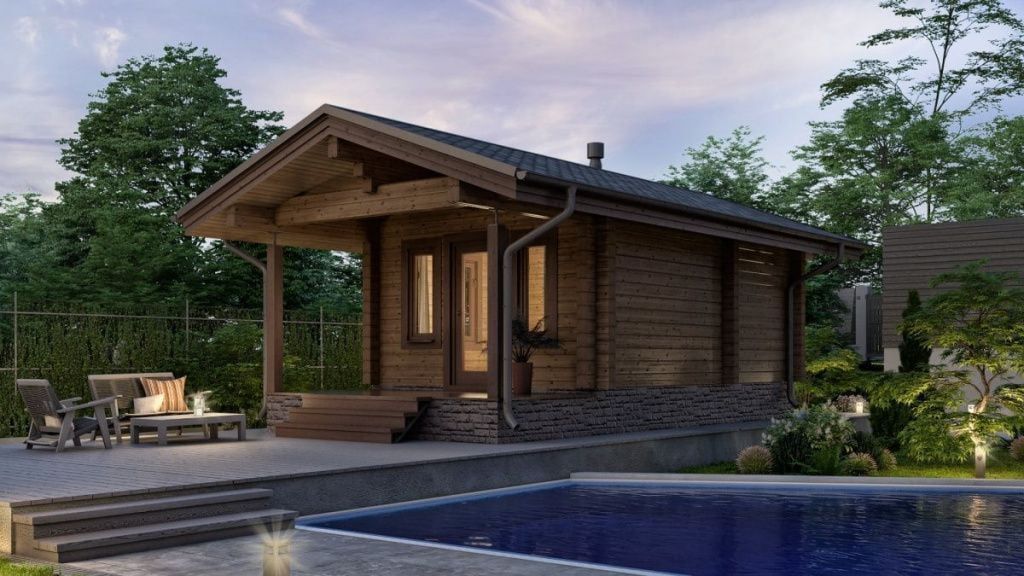 Баня-фахверк из клееного бруса Салерно