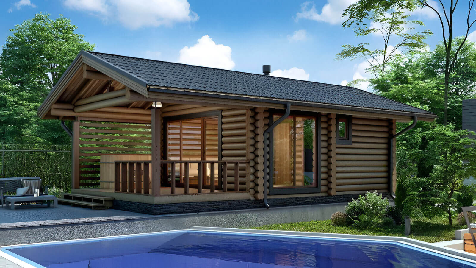 Финская баня из бревна Милуоки