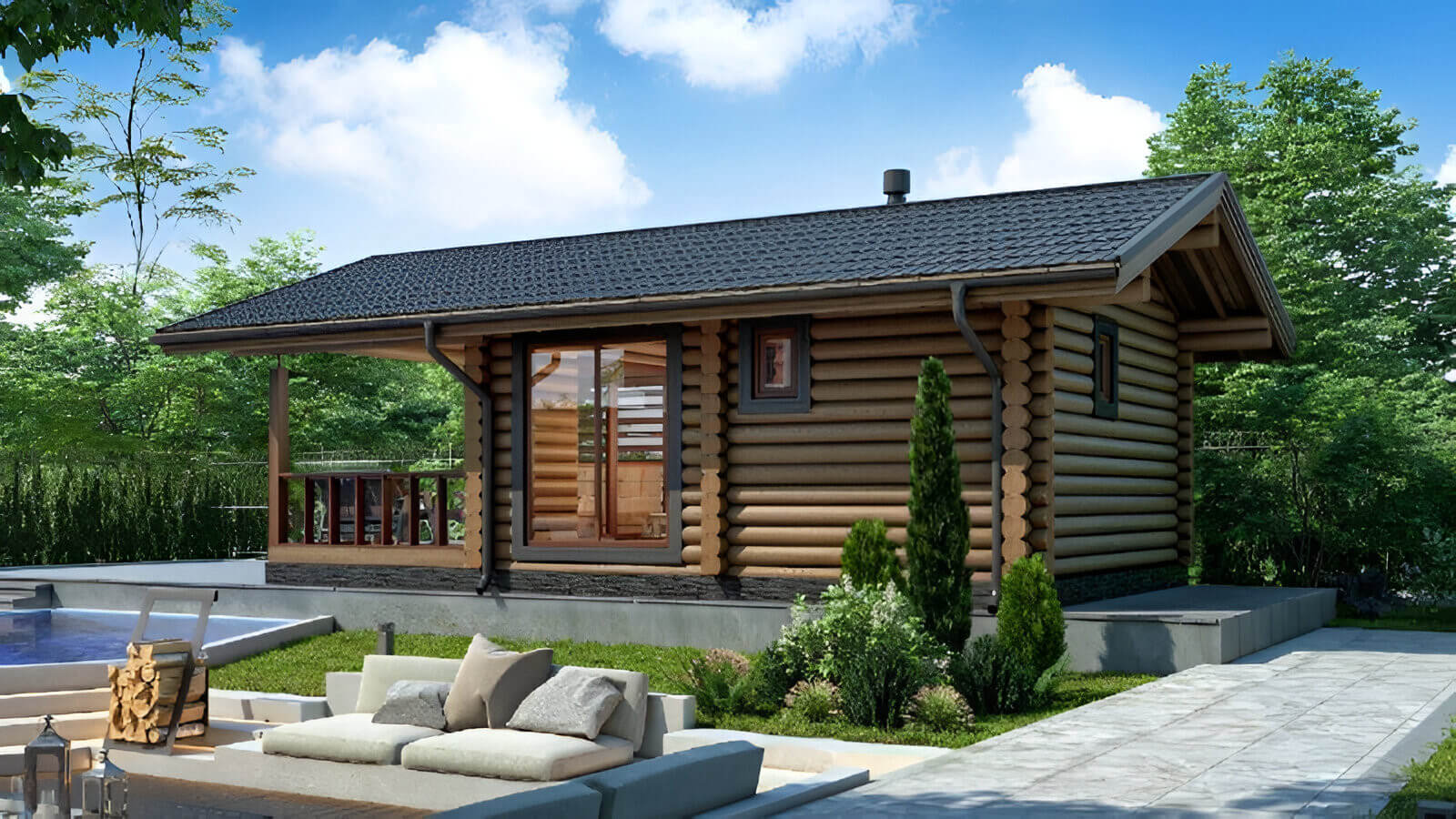 Финская баня из бревна Милуоки