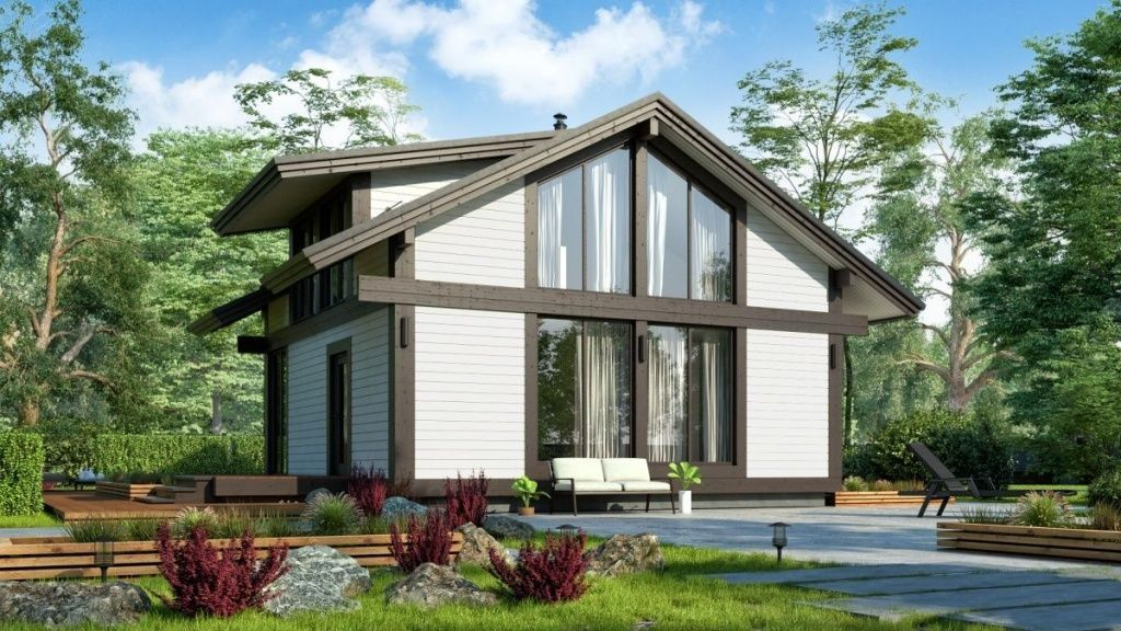 Баня из бруса фахверковая 8 на 8 Милан