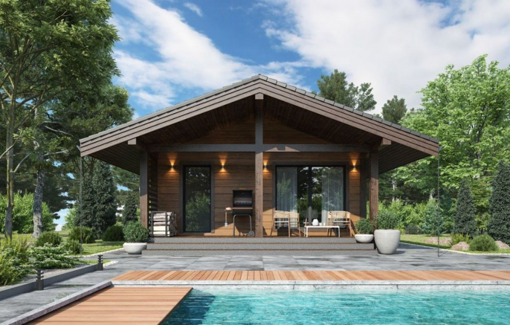 Баня под ключ 10 на 7 с террасой и туалетом Стон