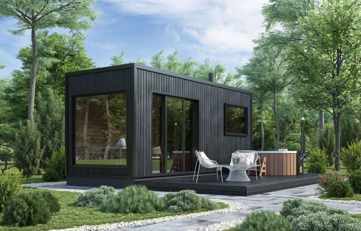 Модульная баня Hi-tech Panorama с купелью (mini)