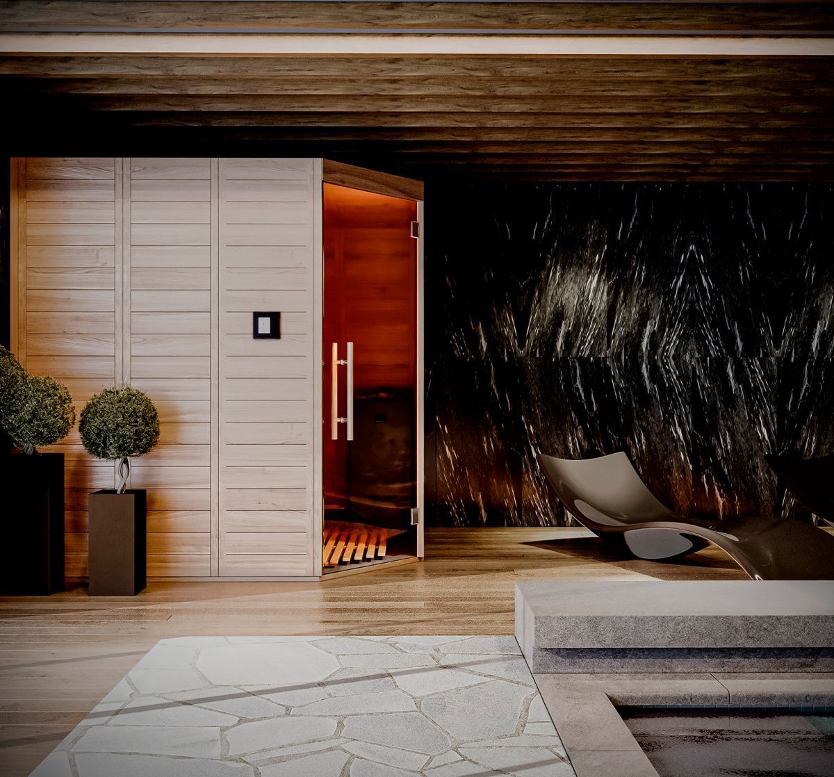 Угловая сауна из кедра (2000х2000)