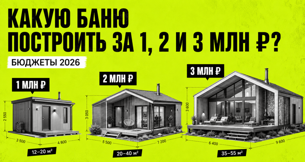 Какую баню можно построить за 1, 2 и 3 миллиона рублей