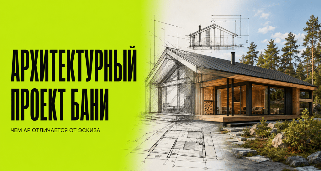 Архитектурный проект бани: в чём разница и почему АР — это не просто тот же эскиз, но подробнее.
