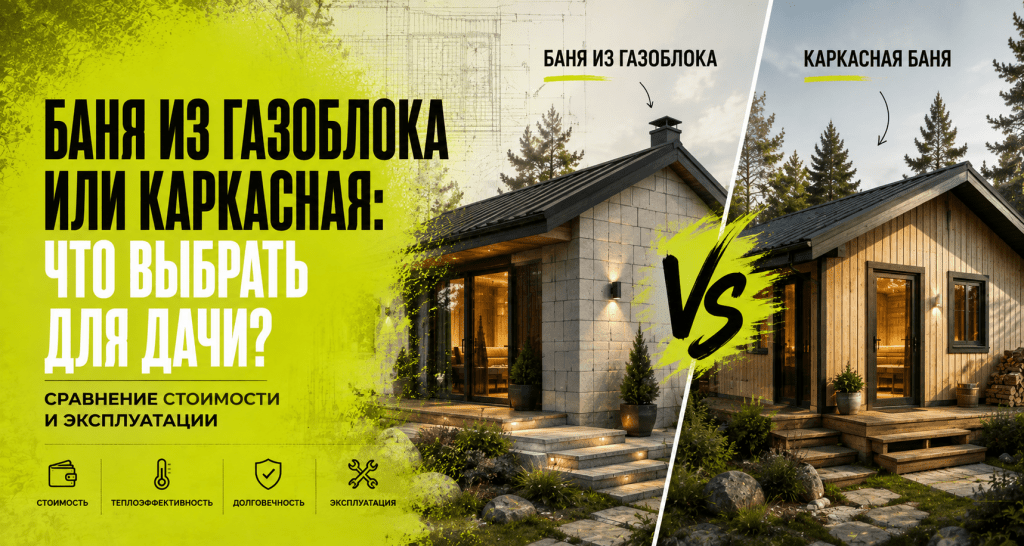 Баня из газоблока или каркасная: сравнение стоимости и эксплуатации