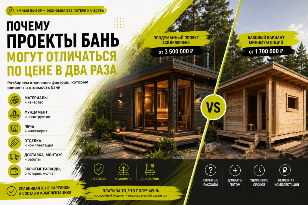 Почему проекты бань могут отличаться по цене в два раза