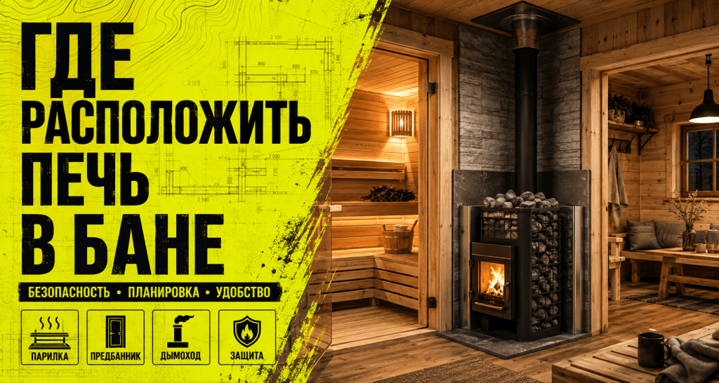 Где расположить печь в бане