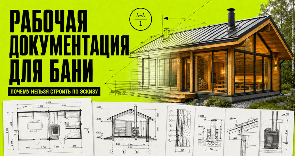 Рабочая документация для строительства бани: почему строят не по эскизу и не по АР