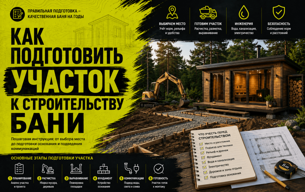 Как подготовить участок к строительству бани
