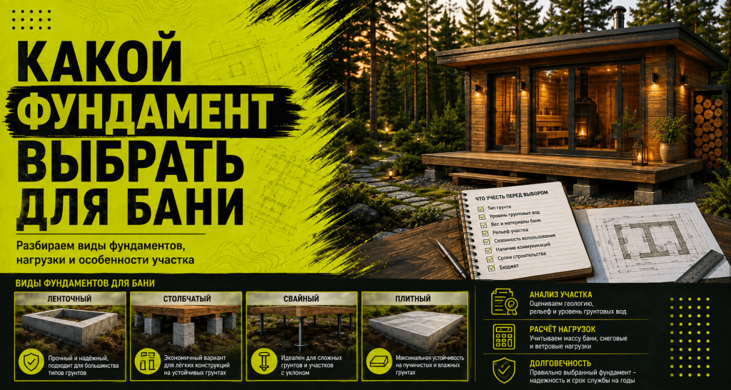 Какой фундамент выбрать для бани