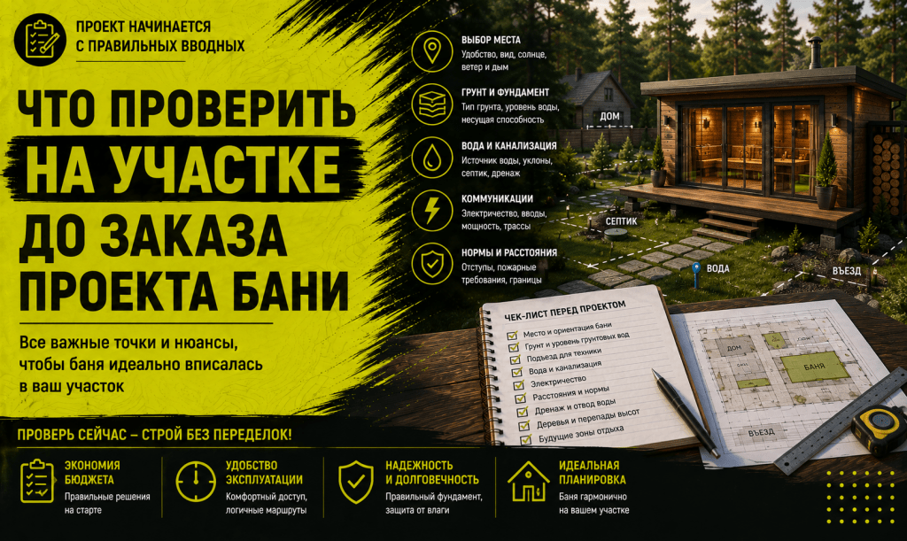 Что проверить на участке до заказа проекта бани