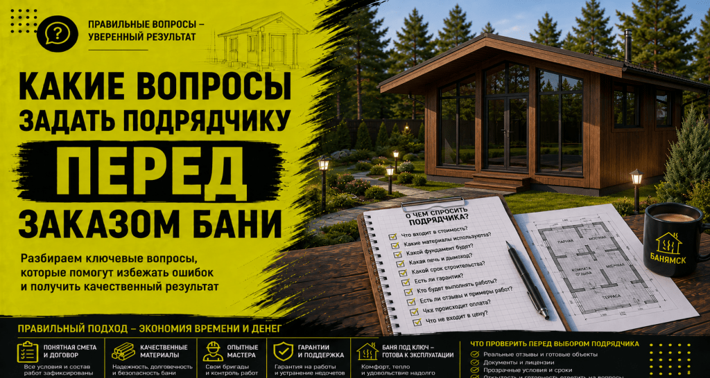 Какие вопросы задать подрядчику перед заказом бани