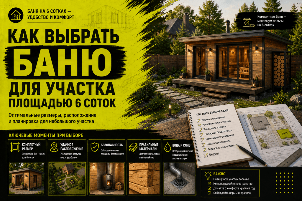 Как выбрать баню для участка площадью 6 соток